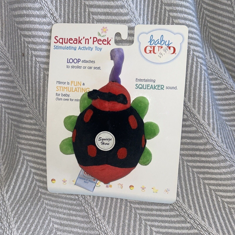 Baby Gund Squeak N Peek‎ Ladybug Squeaking Mirror Toy D1